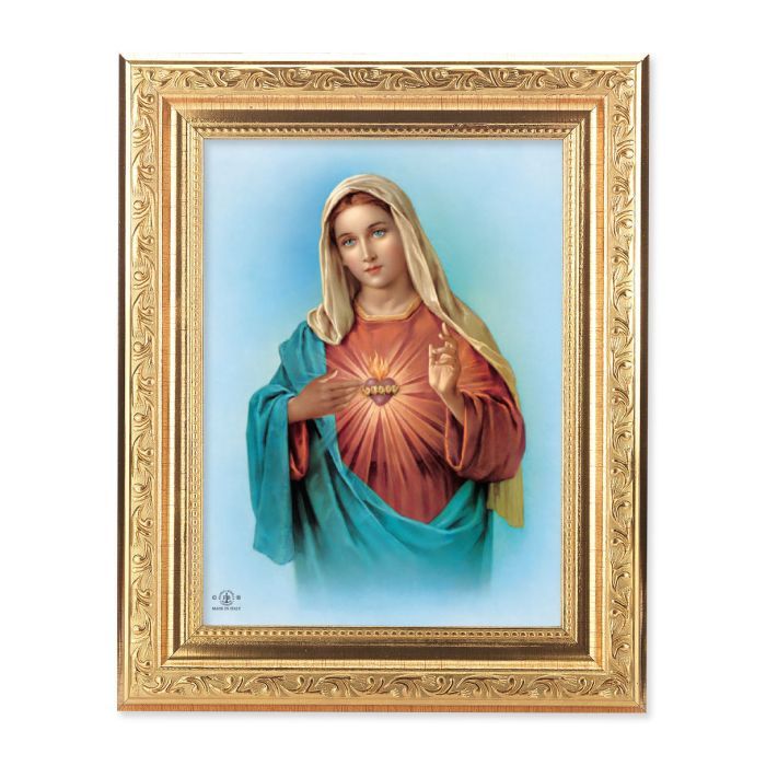 Immaculate Heart of Mary Gold-Leaf Frame 8-1/4" x 10-1/4"