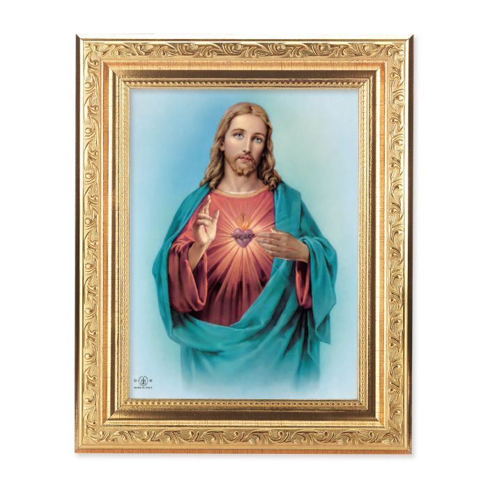 Sacred Heart of Jesus Gold-Leaf Frame 8-1/4" x 10-1/4"