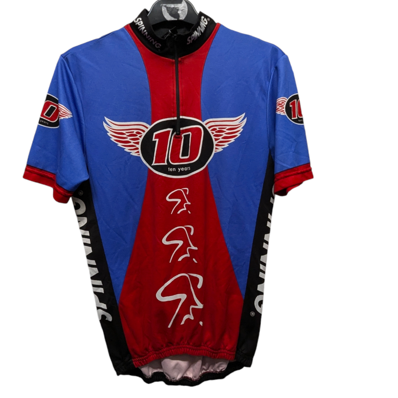 Spinning Mad Dog Athletics men's blue red cycling jersey 32 chest