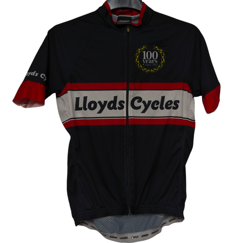 Lloyds Cycles men's small black cycling jersey 34 chest