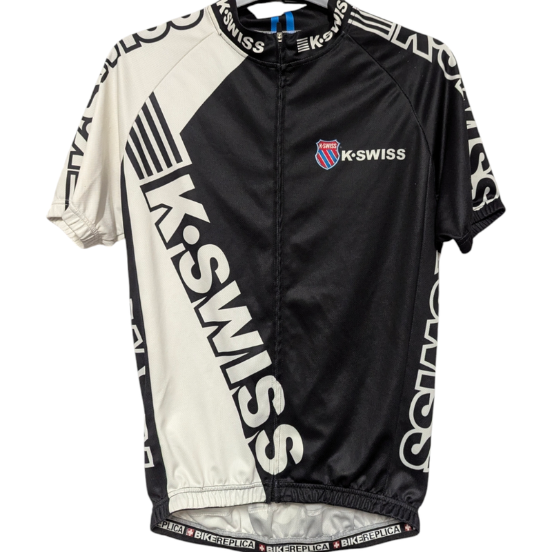 Replica K Swiss men's Large black cycling jersey 38 chest