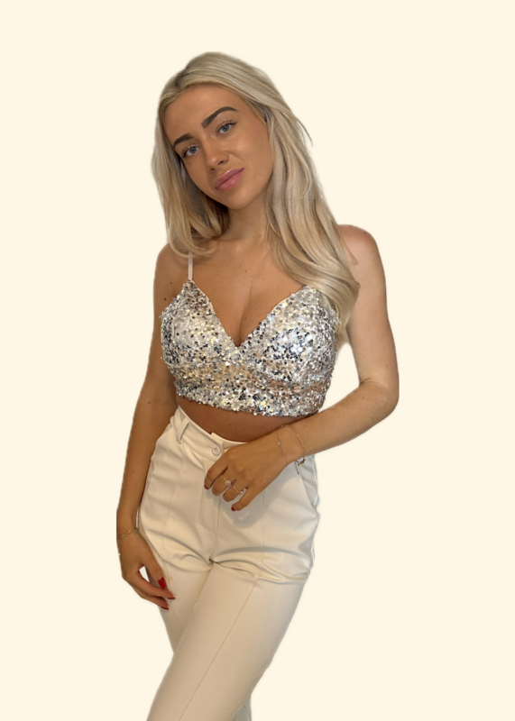 Glitter Top Zilver