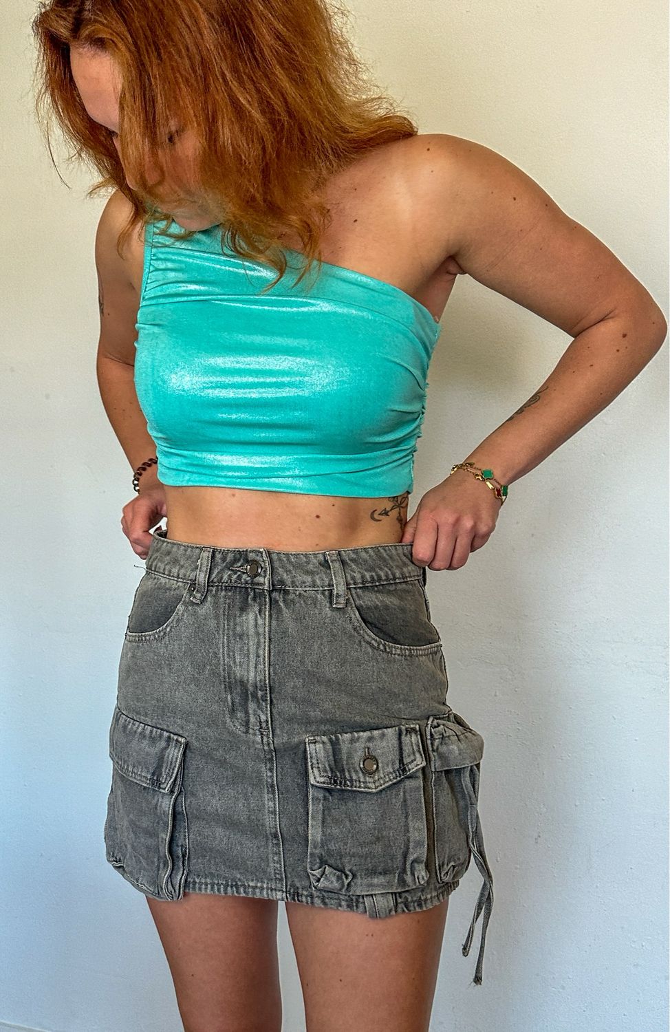 Metallic Top Blauw - one size