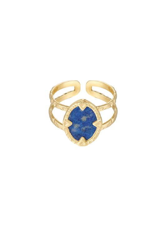RING MET STEEN GOUD/BLAUW