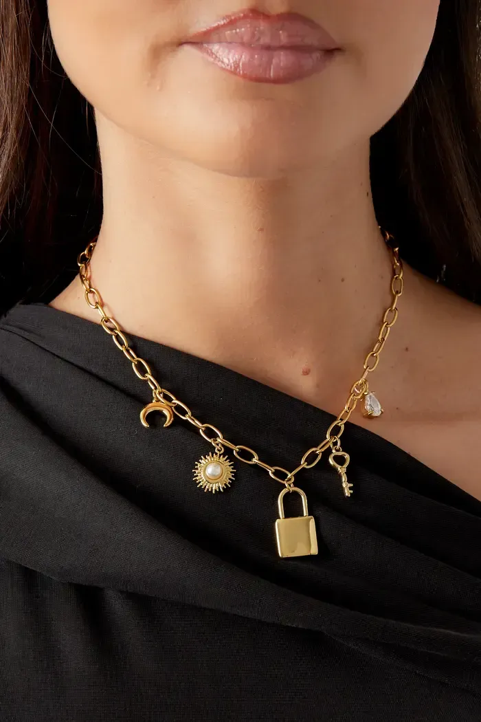 KEY TO MY HEART KETTING - ZILVER / GOUD