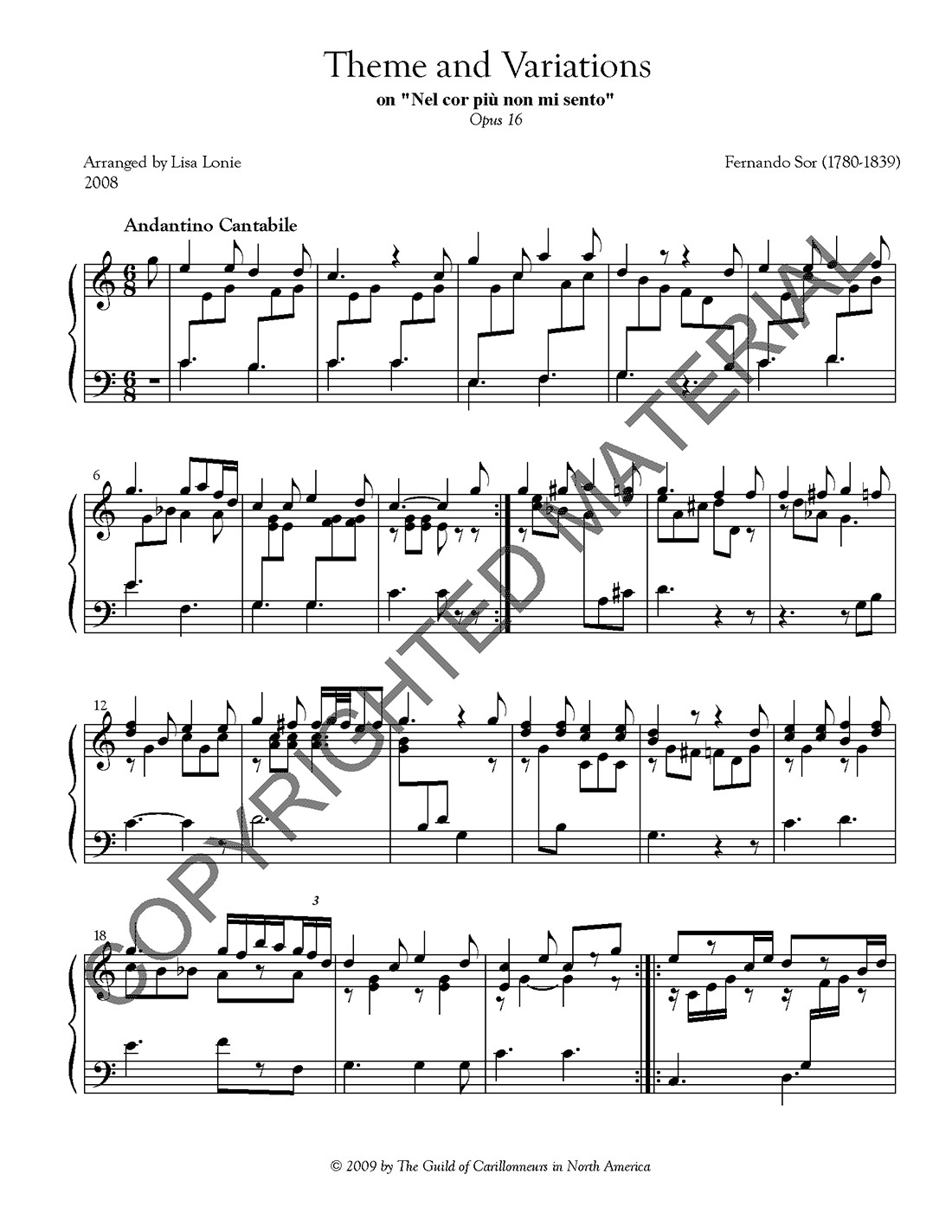 Theme and Variations on &quot;Nel cor più non mi sento&quot; (La molinara)