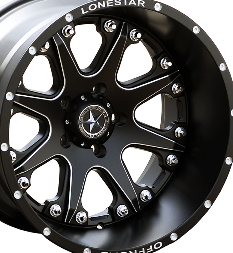 20x12 Matte Black & Milled Lonestar Bandit Wheels (4), 5x5.5(139.7mm), -44mm Offset