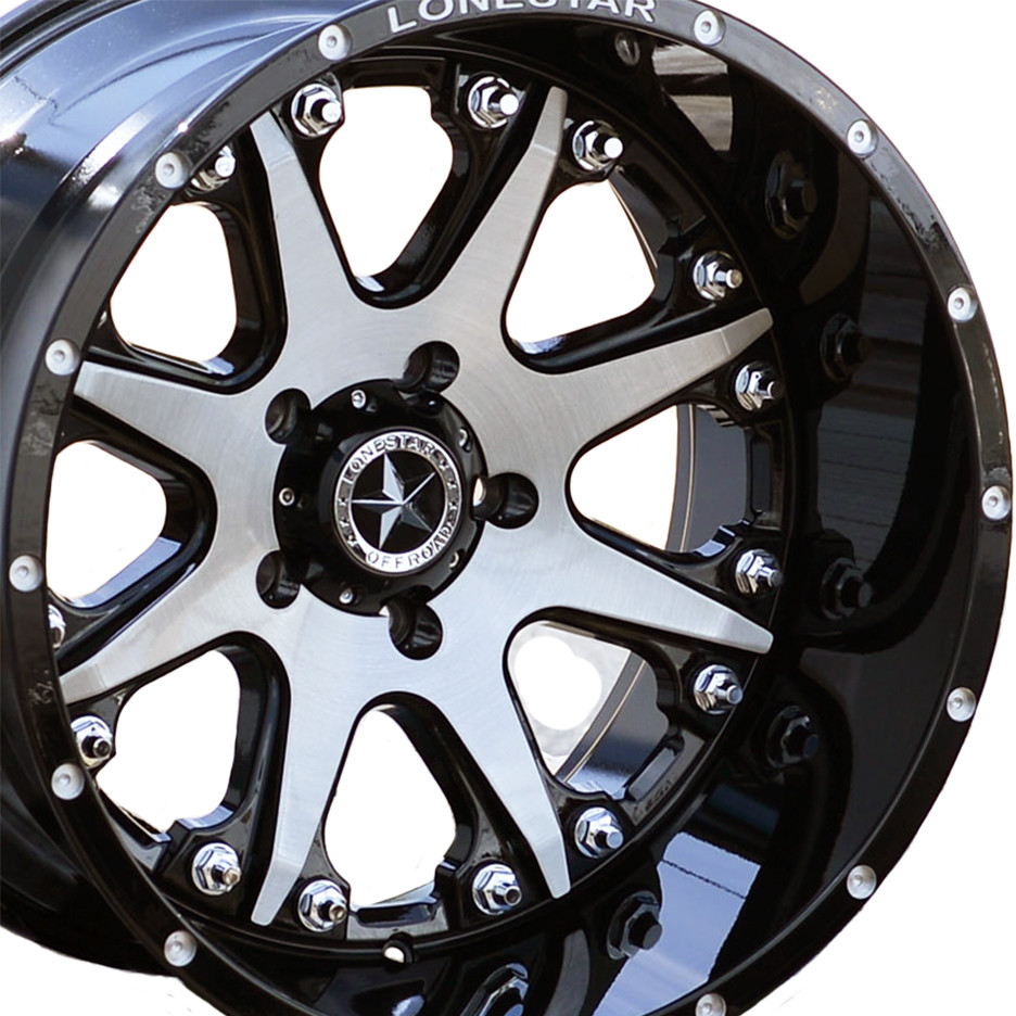 20x12 Gloss Black & Brushed Face Lonestar Bandit Wheels (4), 5x5.5(139.7mm), -44mm Offset