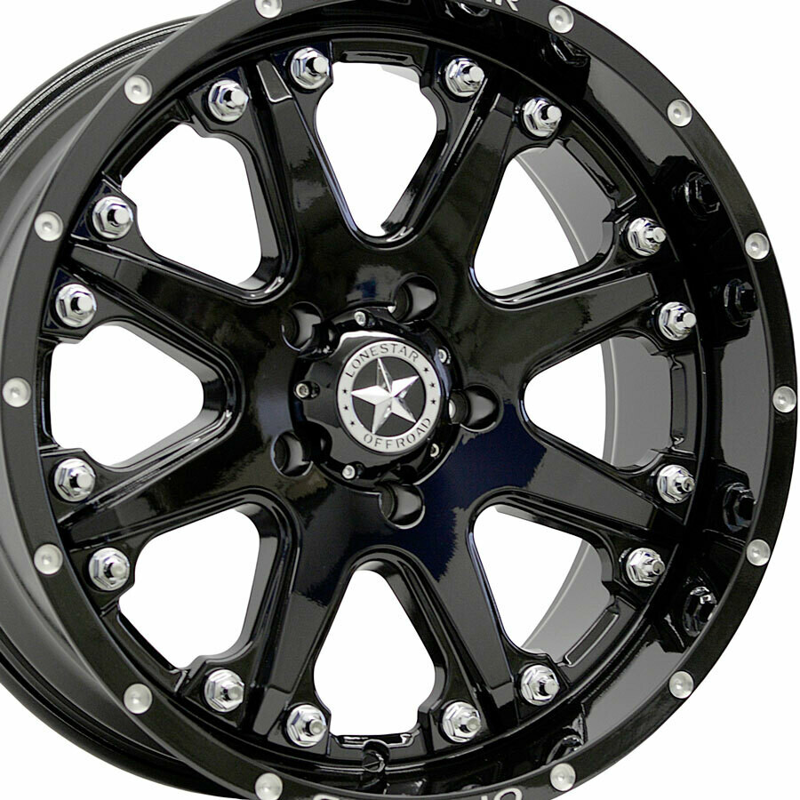 20x9 Gloss Black Lonestar Bandit Wheels (4), 5x5.5 (5x139.7mm), 0mm Offset