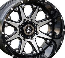 20x12 Gloss Black & Brushed Face Lonestar Bandit Wheels (4), 8x180mm -44mm Offset