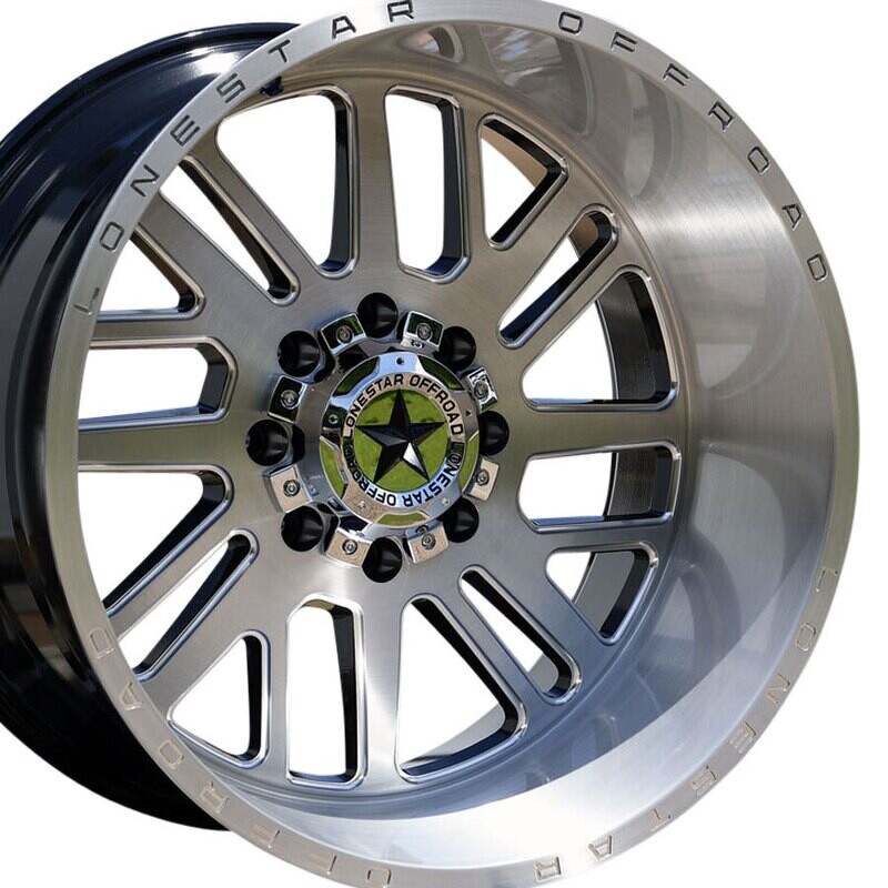 22x12 Brushed & Milled Lonestar Tomahawk Wheels (4), 8x180mm, -44mm Offset