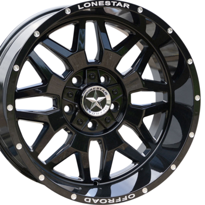 20x10 Gloss Black Lonestar Renegade Wheels (4), 5x5.5(139.7mm) & 5x150mm, -25mm Offset