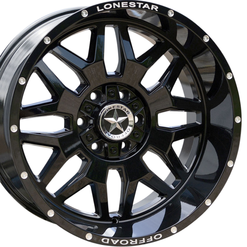 20x10 Gloss Black Lonestar Renegade Wheels (4), 6x5.5(139.7mm) & 6x135mm, -25mm Offset