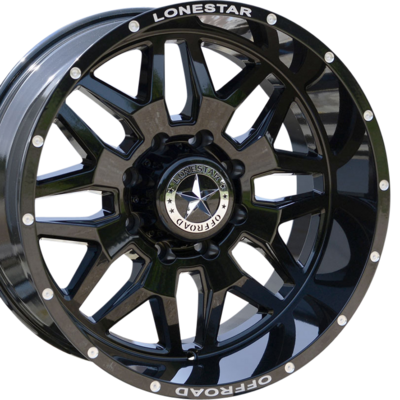 20x10 Gloss Black Lonestar Renegade Wheels (4), 8x170mm, -25mm Offset