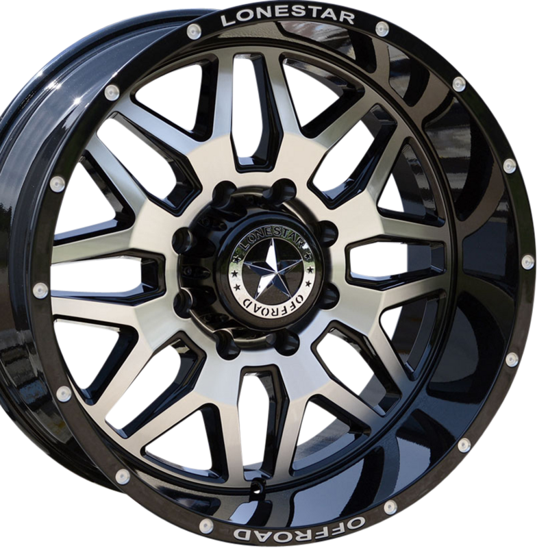20x10 Gloss Black & Mirror Face Lonestar Renegade Wheels (4), 8x170mm, -25mm Offset