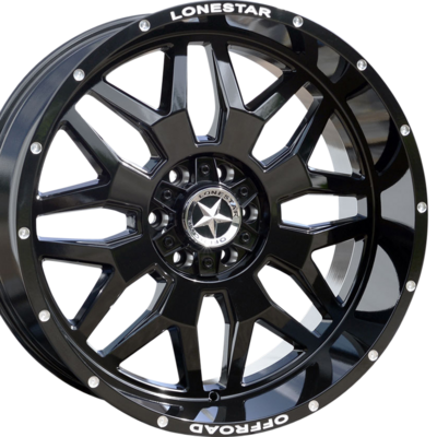 22x10 Gloss Black Lonestar Renegade Wheels (4), 6x5.5(139.7mm) & 6x135mm, -25mm Offset