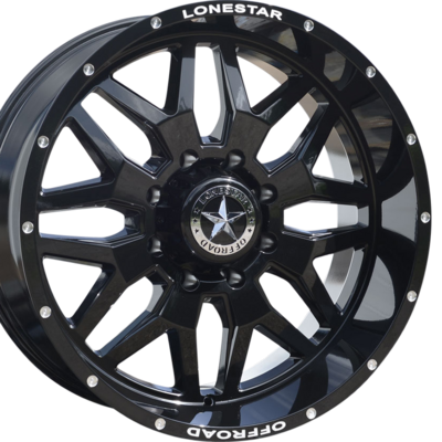22x10 Gloss Black Lonestar Renegade Wheels (4), 8x6.5(165.1mm), -25mm Offset