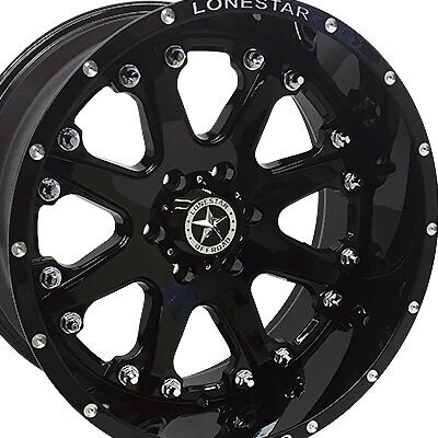 20x10 Gloss Black Lonestar Bandit Wheels (4), 6x5.5(139.7mm), -25mm Offset