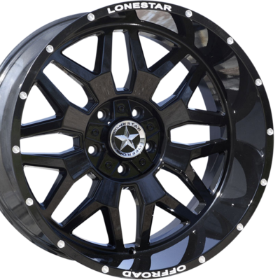 22x12 Gloss Black Lonestar Renegade Wheels (4), 5x5.5(139.7mm) & 5x150mm, -44mm Offset