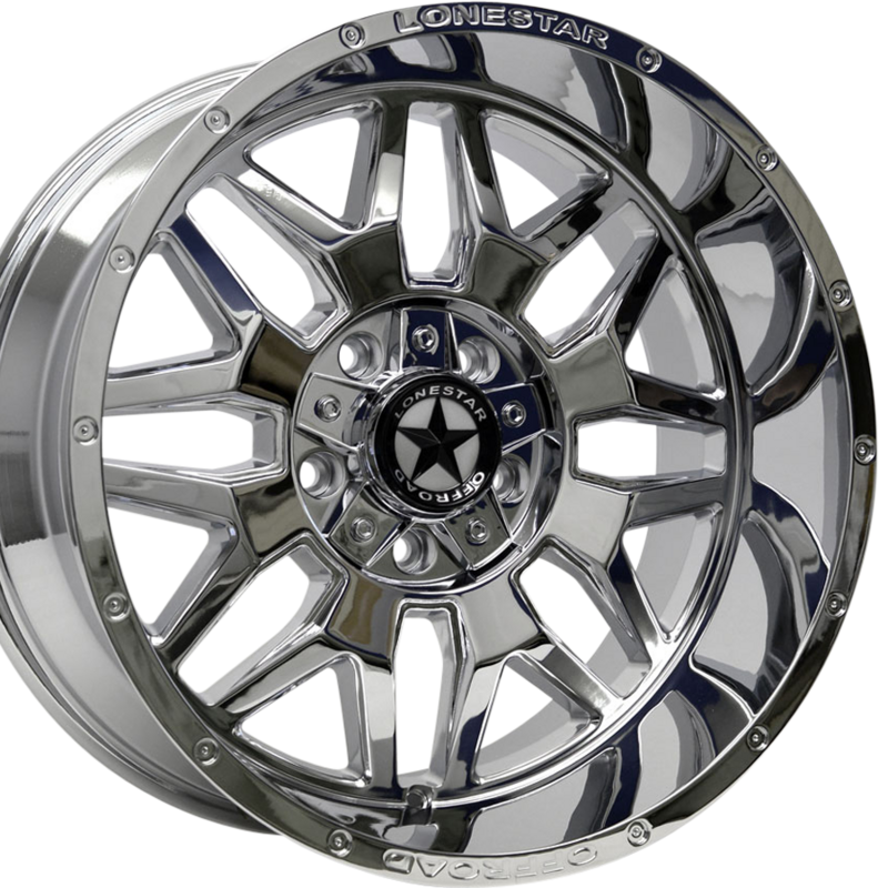 20x10 Chrome Renegade Wheels (4), 5x5.5(139.7mm) & 5x150mm, -25mm Offset