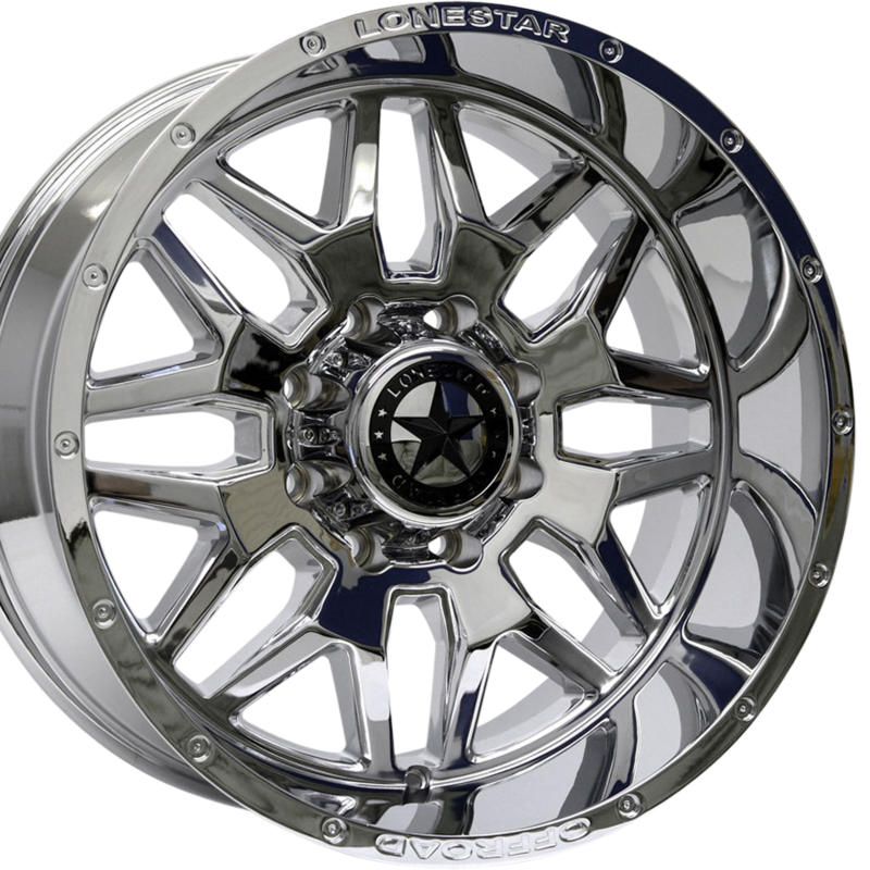 20x10 Chrome Renegade Wheels (4), 8x6.5(165.1mm), -25mm Offset