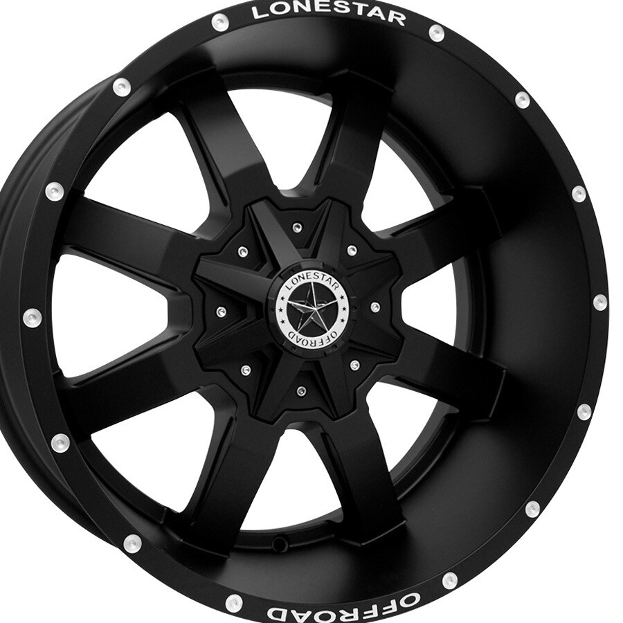 20x10 Matte Black Lonestar Gunslinger Wheels (4), 5x5.5(139.7mm) & 5x150mm, -25mm Offset