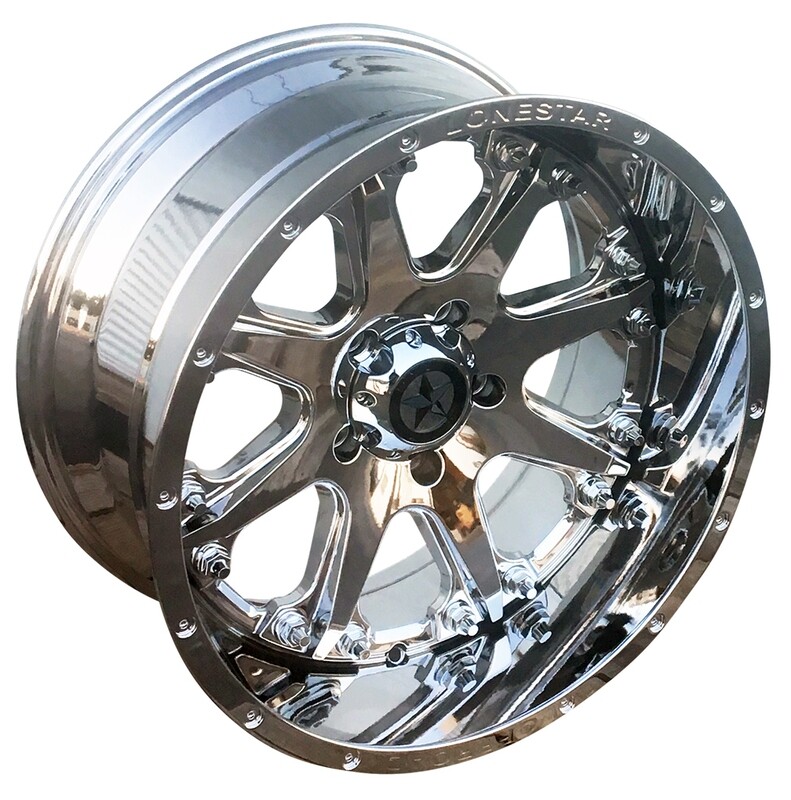 20x10 Chrome Lonestar Bandit Wheels (4), 5x5.5(139.7mm), -25mm Offset