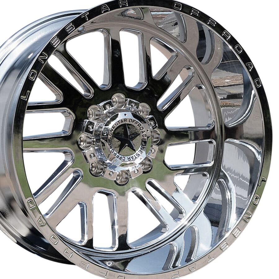 22x12 Chrome Lonestar Tomahawk Wheels (4), 8x180mm, -44mm Offset