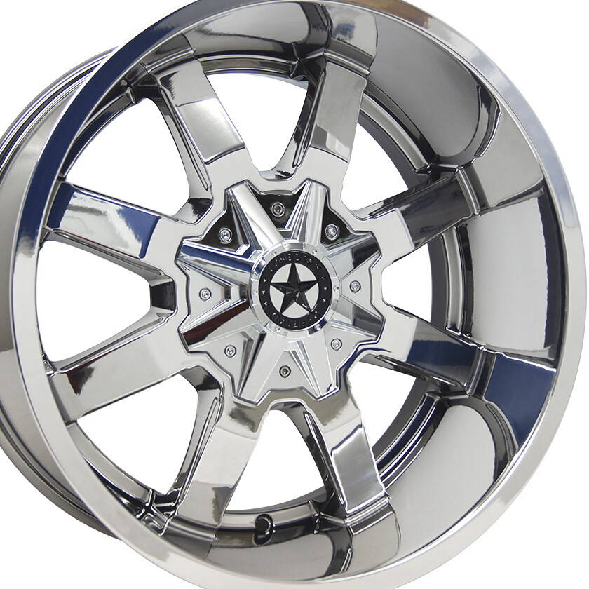 20x10 Chrome Lonestar Gunslinger Wheels (4), 8x180mm, -25mm Offset 20x10 Chrome Lonestar Gunslinger Wheels (4), 8x180mm, -25mm Offset