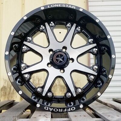 20x10 Gloss Black and Brushed Face Lonestar Bandit Wheels (4), 5x5.5(139.7mm), -25mm Offset