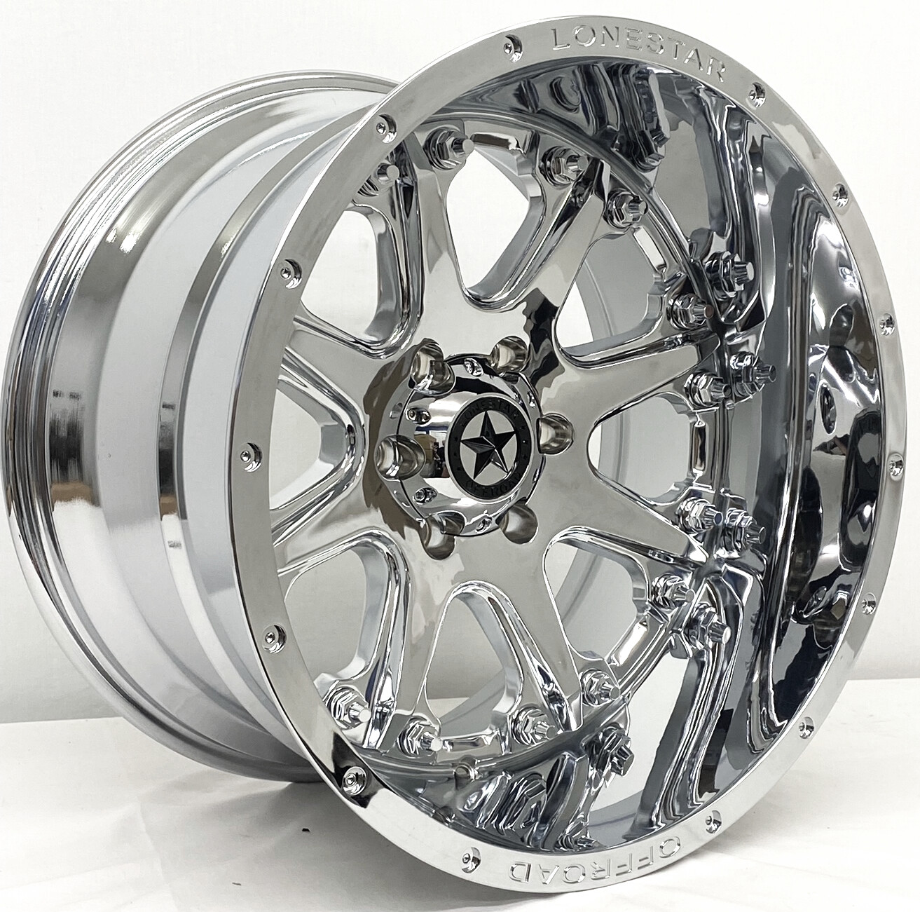 20x12 Gloss Black and Brushed Face Lonestar Bandit Wheels (4