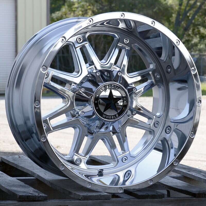 20x12 Chrome Lonestar Outlaw Wheels (4), 8x170mm, -44mm Offset
