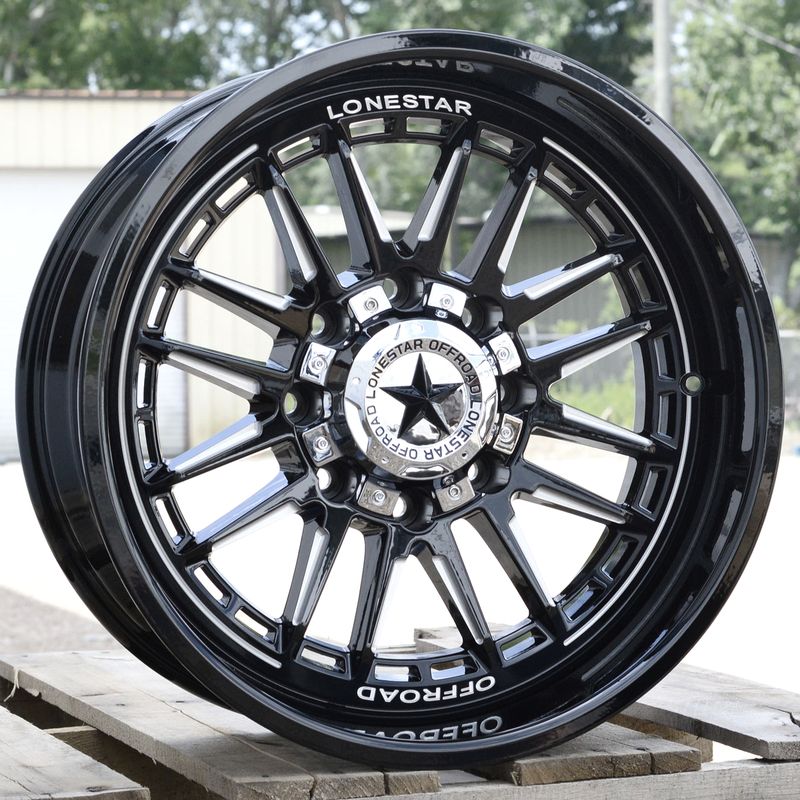 20x9.5 Gloss Black & Milled Lonestar Canyon Wheels (4), 8x170mm, -12mm Offset 20x9.5 Gloss Black & Milled Lonestar Canyon Wheels (4), 8x170mm, -12mm Offset