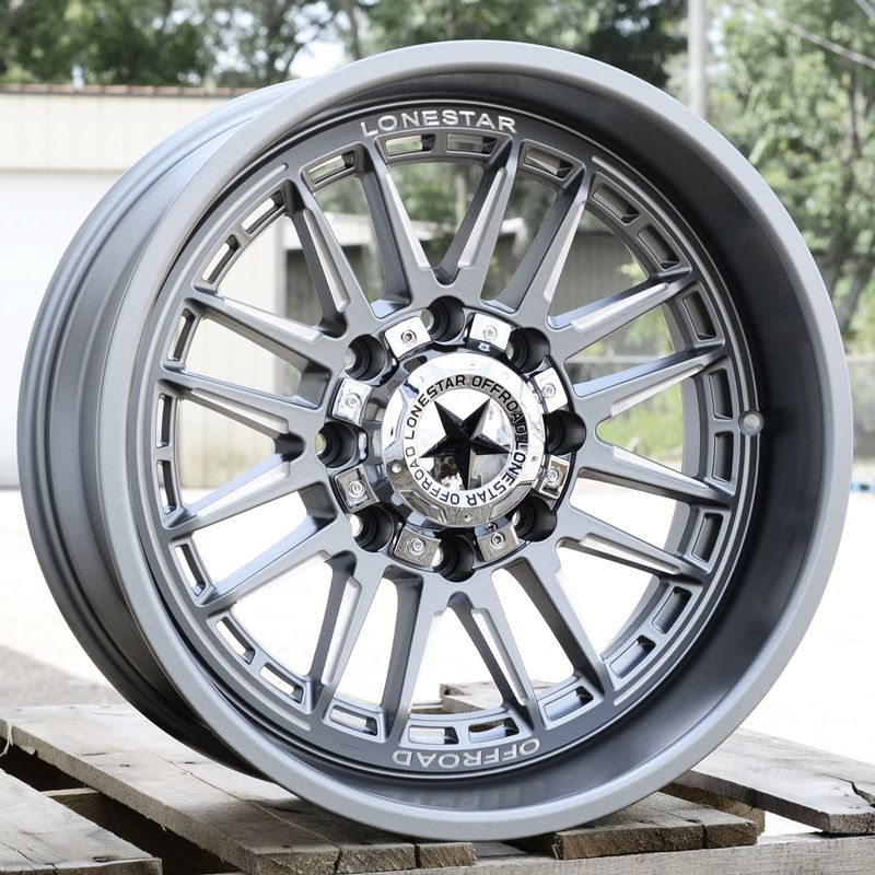20x9.5 Graphite & Milled Lonestar Canyon Wheels (4), 8x180mm, -12mm Offset