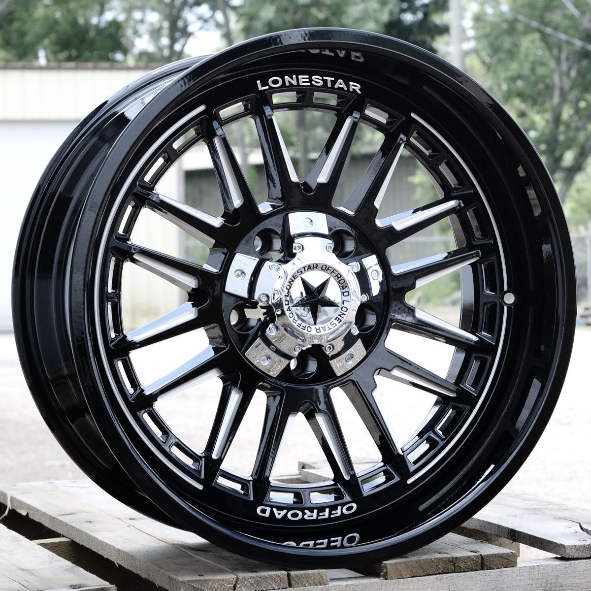 20x9.5 Gloss Black & Milled Lonestar Canyon Wheels (4), 5x5.5(139.7mm) & 5x150mm, -12mm Offset