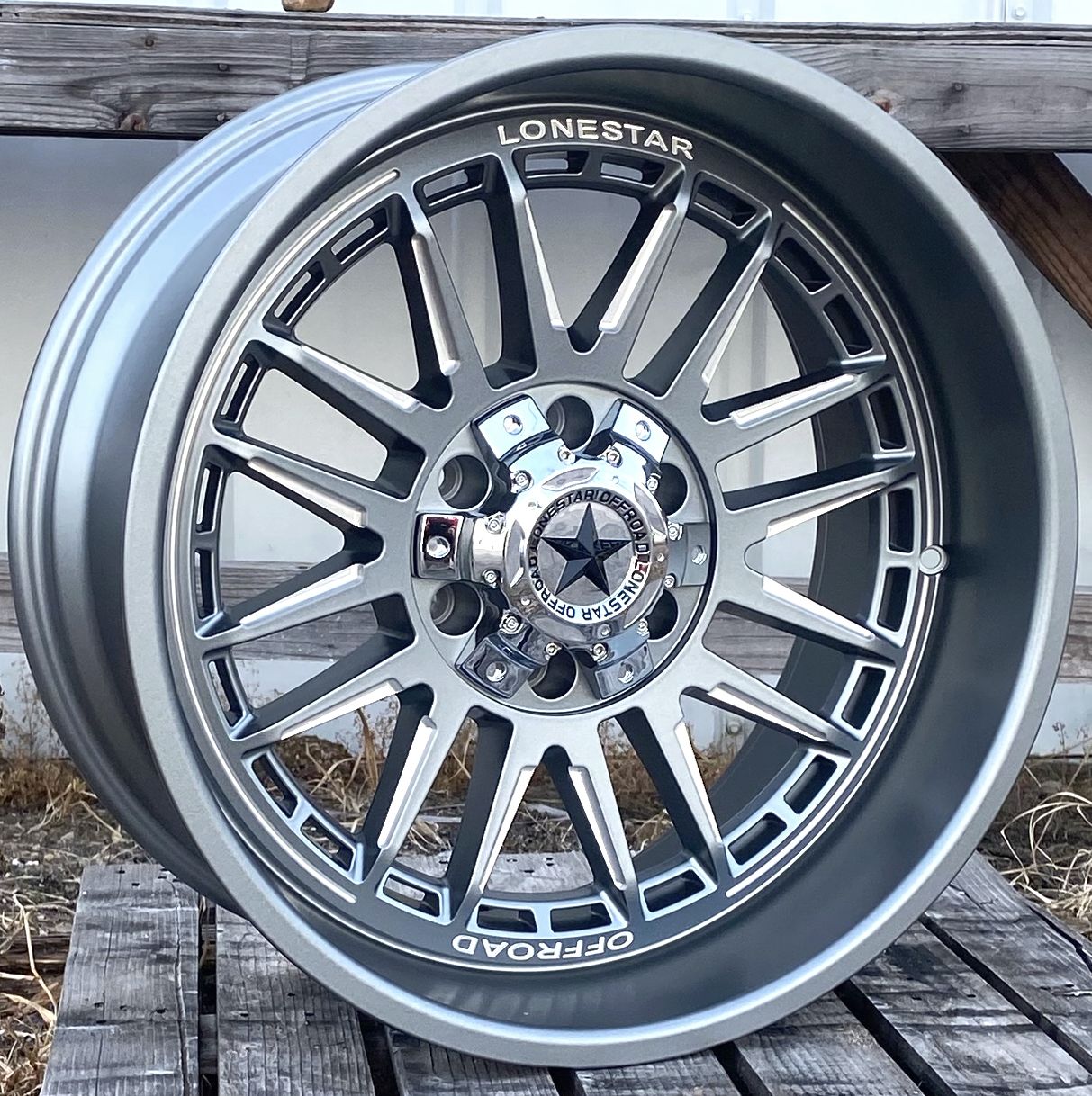 20x9.5 Graphite & Milled Lonestar Canyon Wheels (4), 6x135mm & 6x5.5 (139.7mm), -12mm Offset 20x9.5 Graphite & Milled Lonestar Canyon Wheels (4), 6x135mm & 6x5.5 (139.7mm), -12mm Offset
