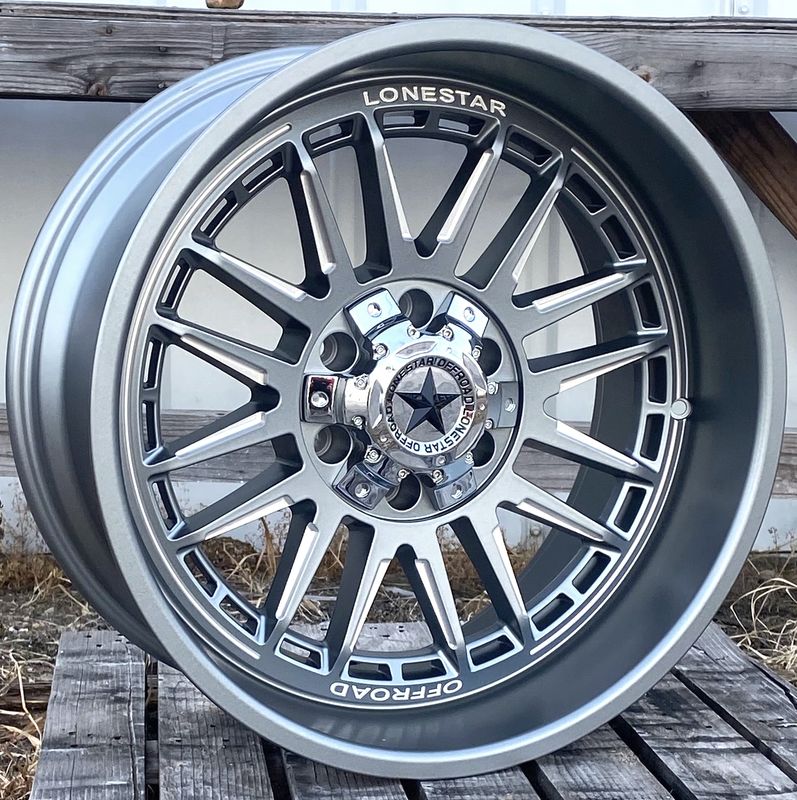 20x9.5 Graphite & Milled Lonestar Canyon Wheels (4), 6x135mm & 6x5.5 (139.7mm), -12mm Offset