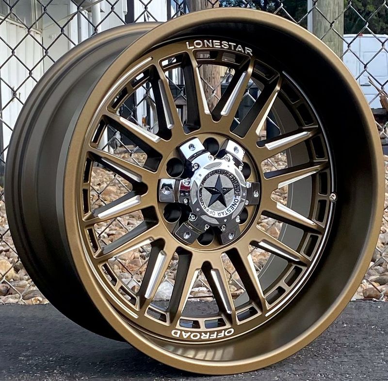 22x10 Satin Bronze Lonestar Canyon Wheels (4), 6x5.5(139.7mm) / 6x135, -25mm Offset