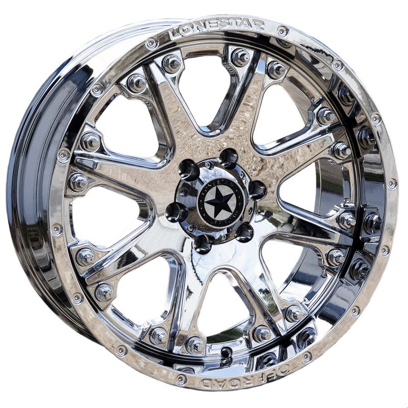 20x9 Chrome Lonestar Bandit Wheels (4), 6x5.5(139.7mm), 0mm Offset