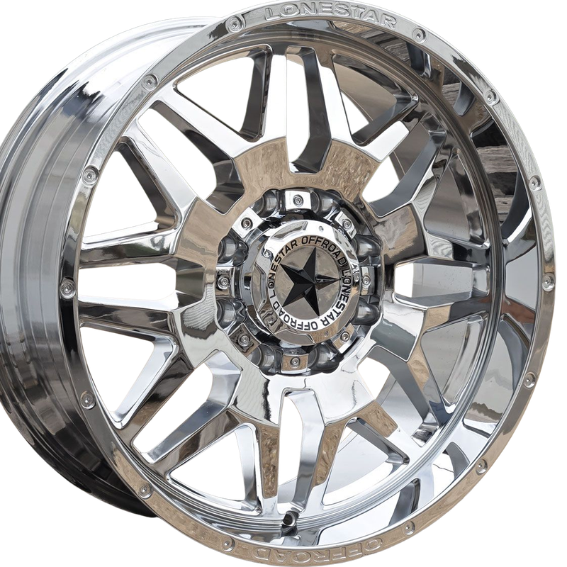 20x9 Chrome Renegade Wheels (4), 8x6.5(165.1mm), +12mm Offset