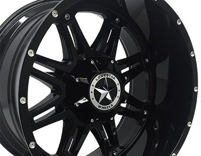 22x12 Gloss Black Lonestar Outlaw Wheels (4), 8x170mm, -44mm Offset, -44mm Offset