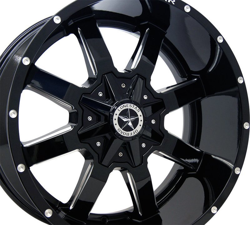 20x10 Gloss Black & MIlled Lonestar Gunslinger Wheels (4), 8x170mm, -25mm Offset 20x10 Gloss Black & MIlled Lonestar Gunslinger Wheels (4), 8x170mm, -25mm Offset