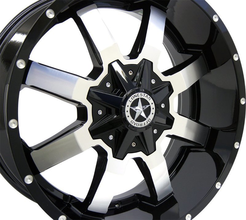 20x9 Gloss Black & Mirror Face Lonestar Gunslinger Wheels (4), 6x135mm & 6x5.5(139.7mm), 0mm Offset 20x9 Gloss Black & Mirror Face Lonestar Gunslinger Wheels (4), 6x135mm & 6x5.5(139.7mm), 0mm Offset