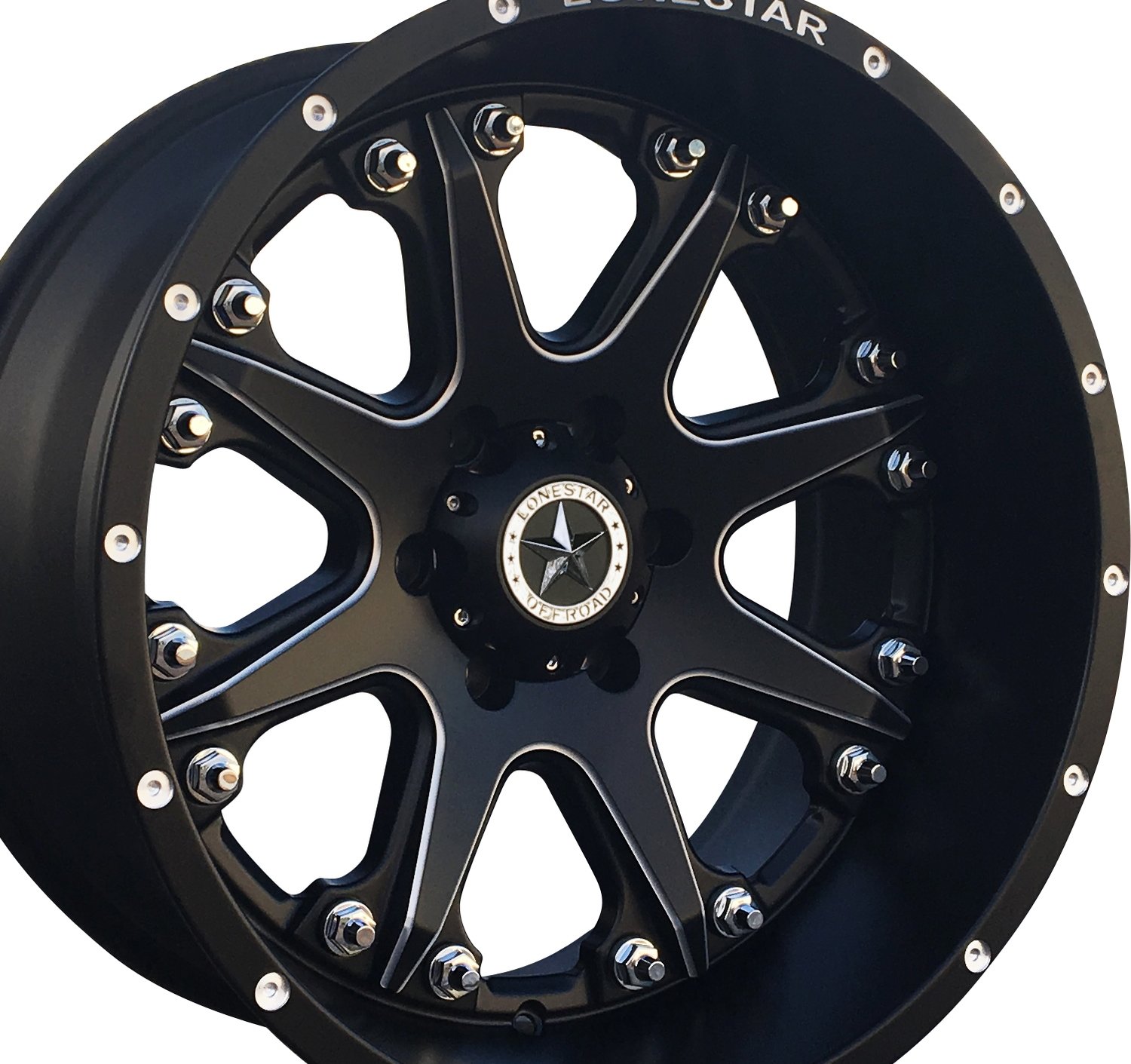 20x10 Matte Black & Milled Lonestar Bandit Wheels (4), 6x5.5(139.7mm), -25mm Offset