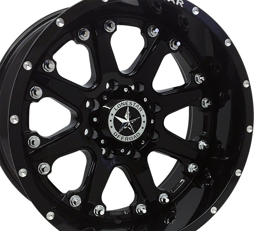 20x10 Gloss Black Lonestar Bandit Wheels (4), 8x170mm, -25mm Offset