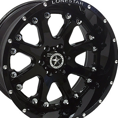 20x10 Gloss Black Lonestar Bandit Wheels (4), 6x135mm, -25mm Offset