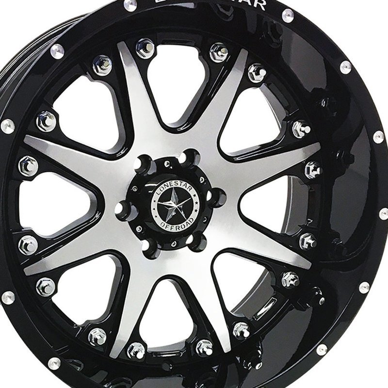 20x10 Gloss Black & Brushed Face Lonestar Bandit Wheels (4), 6x135mm, -25mm Offset