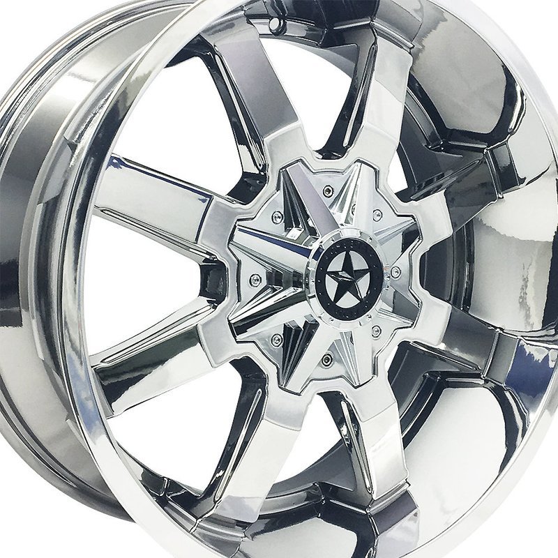 20x9 Chrome Lonestar Gunslinger Wheels (4), 5x5.5(139.7mm) & 5x5(127mm), 0mm Offset