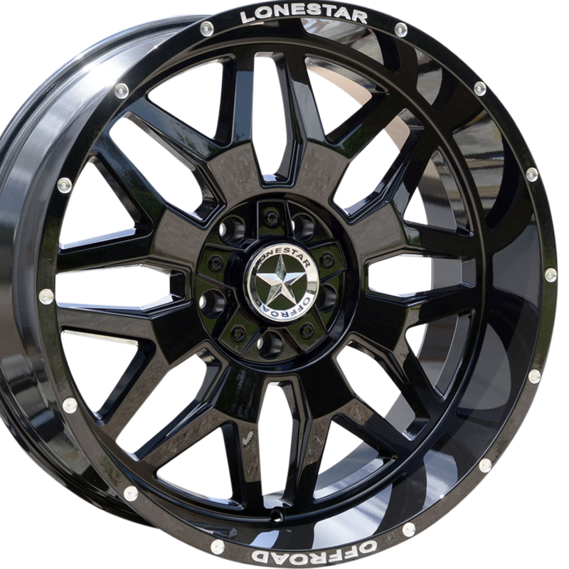 22x10 Gloss Black Lonestar Renegade Wheels (4), 5x5.5(139.7mm) & 5x150mm, -25mm Offset