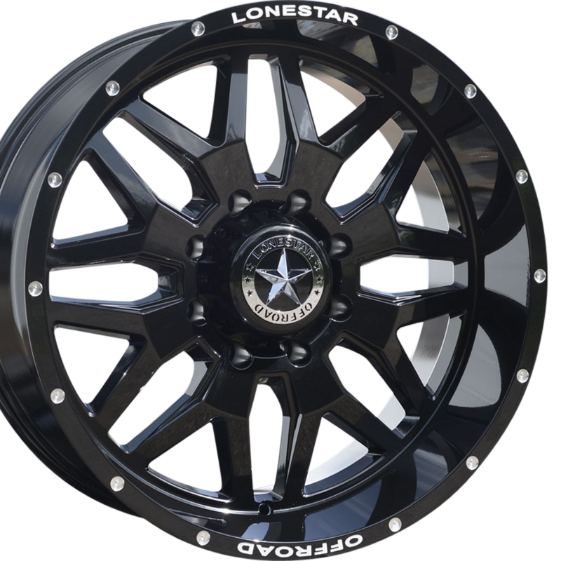 22x10 Gloss Black Lonestar Renegade Wheels (4), 8x170mm, -25mm Offset